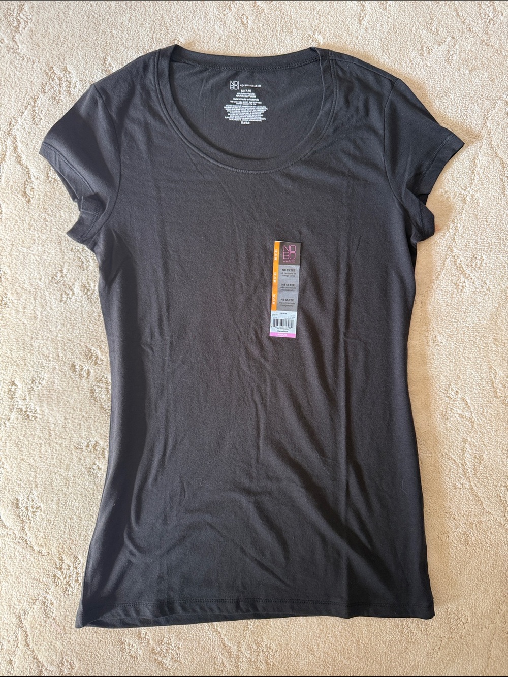 NWT Black Scoop Neck Short Sleeve Light Weight Tee, Juniors Medium